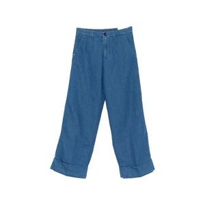 White Sand Women Cotton And Linen Blend Trousers